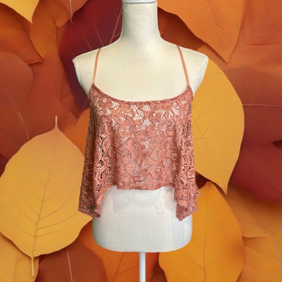 NWOT Free People Intimately ‘Best Idea’ Lace Swing Cropped Camisole in “Rose” XS - Picture 3 of 14
